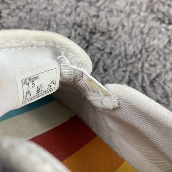 Women's VANS Asher Rainbow Glitter Heart White Slip-On Shoes Size 7.5 Pride - Picture 8 of 8